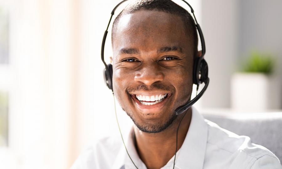 black man in call center